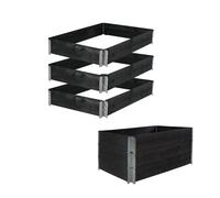 Cadre De Palettes En Bois Pour Potager 120x80x60 Cm Noir Jardin Ensemble De 3