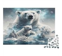 Cadre de Patte d'ours Polaire Puzzles 1000 Pièces, Cadre de Patte d'ours Polaire, Jeu éducatif, défi, activité familiale, Cadeau d'anniversaire, 38x26cm