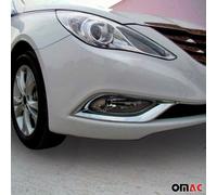 Cadre de phares antibrouillard pour Hyundai Sonata 6 2011-2014 Chrome ABS Argent 2pcs