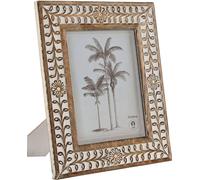 Cadre de photos Home ESPRIT Blanc Verre naturel Bois de poignée Fleur Indienne 31.5 x 2 x 36.5 cm - Marque : Home ESPRIT - EAN : 8424002149192