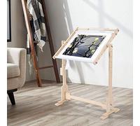 Cadre de Point de Croix Réglable, Support de Sol Petit Cadre de Broderie en Bois à Rotation de 360 Degrés pour la Couture de Peinture Sur Soie Utilisation 9CT 50cm