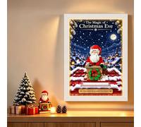 Cadre de présentation lumineux pour modèles de Noël, compatible avec LEGO 40874 Compte à rebours des fêtes du Père Noël, éclairage d'ambiance LED, vitrine de modèle de Noël, 36,6 × 12,5 × 46 cm