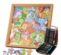 Cadre de puzzle en bois à faire soi-même en forme de chat avec marqueurs inclus, puzzle en bois en forme de chat 3D pour amateurs de décoration d'intérieur (dinosaure, 36 couleurs)