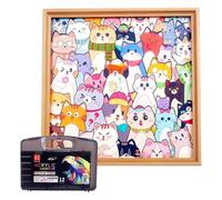 Cadre de puzzle en bois à faire soi-même, puzzle en bois coloré, cadre photo créatif à peindre, puzzle en forme de chat pour adultes pour décoration de la maison et cadeau fait maison (12 couleurs)