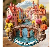 Cadre de rive de Strasbourg avec maisons à colombages et le flux tranquille des canaux d'automne, un aimant où le cœur de l'Alsace chuchote dans chaque pavé, un souvenir pour toutes les surfaces métal