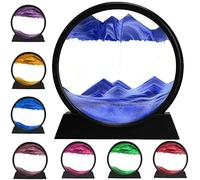 Cadre de sable 3D dynamique avec mouvement liquide, image d'art de sable en mouvement rond en verre 3D paysage de mer profonde, cadre de sable relaxant pour bureau, maison, travail (bleu, 30,5 cm)