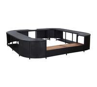 Cadre de Spa Carré Noir Résine Tressée Extérieur Jardin Cuve Thermale vidaXL