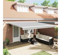 Cadre de store avec bandes lumineuses LED - Blanc - 450 x 350 cm - En aluminium - Rétractable - Pour terrasse et jardin - Protection solaire toute l'année