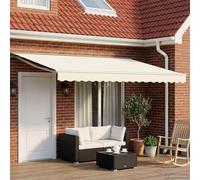 vidaXL Cadre de store manuel avec LEDs, polyester avec revêtement PU, store ajustable Crème 5 x 3 m