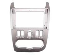 Cadre de Tableau de Bord Façade de Panneau de Radio 9 Pouces Compatible avec Renault Logan Sandero Dacia Duster Double DIN Seat Leon 2007-2013 Facade d'Autoradio(Only Frame-Silver)