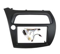 Cadre de Tableau de Bord Kit de Garniture de Montage pour autoradio DVD Double DIN Compatible avec Honda Civic, Comprenant Le Cadre et Le Faisceau de câbles.(Left with Cable)