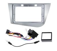 Cadre de tableau de bord pour tableau de bord LHD 22,9 cm - Faisceau de câblage stéréo - Adaptateur de câble d'alimentation - Décodeur Canbus - Façade d'autoradio pour Seat Leon 2 2005-2012