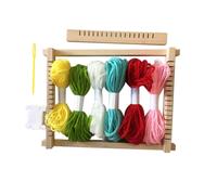 Cadre De Tissage En Bois Avec 6 Échevettes De Laine 23x17 Cm - Megacrea Diy