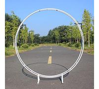 Cadre de toile de fond pour mariage - 1,2 m/1,5 m/2 m en métal rond - Présentoir de fleurs en fer - Élégant arche de jardin doré/blanc pour événements et cérémonies