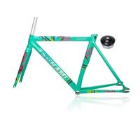 Cadre de vélo à pignon fixe 49 cm, 52 cm, 55 cm, 58 cm, freins C, cadre de vélo de piste 700C, cadre en alliage d'aluminium, blocage rapide 100/120 mm, boîtier de pédalier BSA 68 mm (vert, 52 cm)