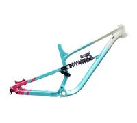 Cadre de vélo à suspension complète de 15/16,5/18 pouces - Cadre de frein à disque DH/AM en alliage d'aluminium Softail 160 mm Voyage 12148 mm Axe traversant avec amortisseur arrière (bleu-blanc, 27,5