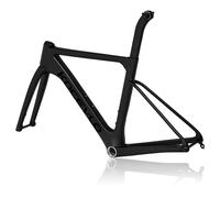 Cadre De Vélo De Route 44/47/50/53/56 Cm en Fibre De Carbone 700C avec Freins À Disque Axe Traversant Coupe-Vent Fourche en Carbone Routage Interne(Schwarz,56cm)