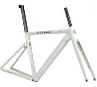 Cadre De Vélo De Route 700C 50/52Cm Frein sur Jante Blocage Rapide 100/135Mm Cadre en Alliage D'aluminium BSA Bb68mm Fourche Rigide en Fibre De Carbone Câblage Interne Light Green,50mm