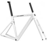Cadre De Vélo De Route 700C 50/52Cm Frein sur Jante Blocage Rapide 100/135Mm Cadre en Alliage D'aluminium BSA Bb68mm Fourche Rigide en Fibre De Carbone Câblage Interne White,52mm