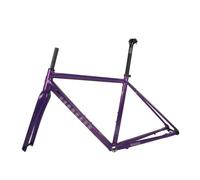Cadre de vélo de route 700C, cadre gravel 44 cm/47 cm/50 cm/53 cm/56 cm, cadre en alliage d'aluminium avec freins à disque et fourche en fibre de carbone, axe traversant F12 x 100 mm, R12 x 142