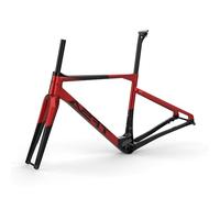 Cadre De Vélo De Route En Carbone 700C 47cm 50cm 53cm 56cm Frein À Disque Frein Cadre De Course QR Léger Brise-vent Cadre Routage Interne(Red 2,53cm)