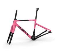 Cadre De Vélo De Route En Carbone 700C 47cm 50cm 53cm 56cm Frein À Disque Frein Cadre De Course QR Léger Brise-vent Cadre Routage Interne(Pink,56cm)