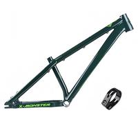 Cadre De Vélo Dirt Jump 26 Pouces, Axe 10X135 Mm, Cadre De Vélo Mountain Jumper, Passage De Câbles Externe, Alliage D'aluminium 6061, Cadre De Vélo Semi-Rigide AM À Blocage Rapide Dark Green,26"