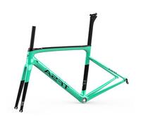Cadre De Vélo En Carbone 44cm/49cm/52cm/54cm/56cm/58cm Cadre De Vélo En Fibre De Carbone Frein À Disque 100mm/130mm Vélo De Route(Green 1,44cm)