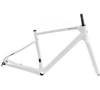 Cadre De Vélo Gravel, Carbone, 700C, 45/48/51/54 Cm, Axe Arrière 12X100 Mm, Axe Traversant 12X142 Mm, Passage De Câbles Interne, Léger, Freins À Disque, Avant White,51CM