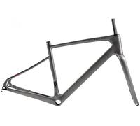 Cadre De Vélo Gravel, Carbone, 700C, 45/48/51/54 Cm, Axe Arrière 12X100 Mm, Axe Traversant 12X142 Mm, Passage De Câbles Interne, Léger, Freins À Disque, Avant Dark Gray,54CM