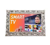 Cadre décoratif baroque pour Smart TV, style perforé, feuille argent, 14 cm de large, TVGGA (41 à 50 pouces)