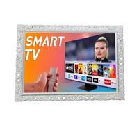 Cadre décoratif baroque pour TV Smart, style perforé, blanc, bois de pin TV1135B (76 à 88 pouces)