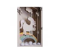 Rayher Cadre décoratif en bois motif 3D Licorne 20 x 30 x 6,5 cm FSC 100% Beige G