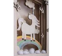 Cadre décoratif en bois à motif 3D - 20 x 30 x 6,5 cm - Licorne Beige G