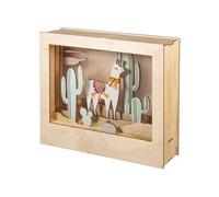 Cadre décoratif en bois à motif 3D - 24 x 20 x 6,9 cm - Lama