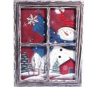 Cadre décoratif en bois trompe-l’œil ''Fenêtre'' - Bonhomme de neige Incolore G