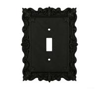 Cadre décoratif sculpté de style européen rétro victorien plaque de couverture en plastique PC pour interrupteurs standard, chambre à coucher, salon, 15 x 11,3 cm (A)