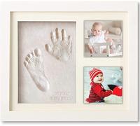 Cadre d'empreintes pour bébé 5ème génération - Kit d'empreintes mains et pieds en argile souple - Cadeau pour bébé avec cadre photo de table et mur