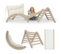 Cadre d'escalade MAMOI® triangle d'escalade intérieur 4 en 1 SET. Arche d'escalade Montessori avec coussins, aire de jeux intérieure de 1 à 3 ans et toboggan pour enfants.
