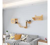 Cadre d'escalade Multifonctionnel en Bois Massif for Chat, étagères murales for Chat, Gain de Place, Robuste et Stable(Style1)