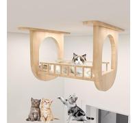 Cadre d'escalade Mural en Bois Massif for Chat, Combinaison Libre de Pont Suspendu aérien et de Plateforme de Saut(S9)