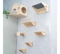 Cadre d'escalade Mural en Bois Massif for Chat, Couloir d'air, Capsule Spatiale for, nid for n'occupant Pas de Sol(Style4)