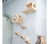 Cadre d'escalade Mural for Chat avec Capsule Spatiale, nid for Chat, for Dormir, Jouer, Grimper(Style5)