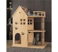 Cadre d'escalade pour chat - Tour en bois multicouche avec griffoir - Maison pour chat d'intérieur - Enclos durable et élégant pour chats et chatons