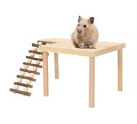 Cadre d'escalade pour Petits Animaux, Plate-Forme d'Activité pour Hamster en Bois à 2 Niveaux, Branche Décorative