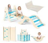 Cadre d'escalade pour tout-petits - Triangle d'escalade d'intérieur 7 en 1 - Pliable - Jouet d'escalade Montessori en bois avec arc, rampe et échelle - Aire de jeux d'intérieur de 1 à 3 ans