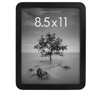 Cadre d'image AmericanFlat 8.5x11 avec coins ronds en noir - Cadre photo en bois d'ingenierie avec verre a brise et chevalet integre pour le mur