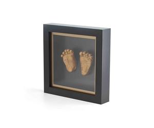 Cadre Dooky 3D Black Bronze avec empreinte de pied en relief (cadre photo avec empreinte 3D couleur bronze, souvenir décoratif pour les parents, la famille et une maison élégante), noir