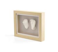 Cadre Dooky 3D Wood Baby en bois avec empreintes en plâtre en relief pour les pieds et les mains de bébé (photo décoratif en souvenir des nouveau-nés, cadeau pour la chambre d'enfant et la famille)