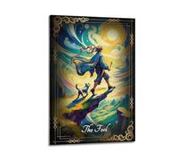 Cadre doré coloré Nuages Tarot Major Arcana The Fool Décoration murale moderne à suspendre 60 x 90 cm
